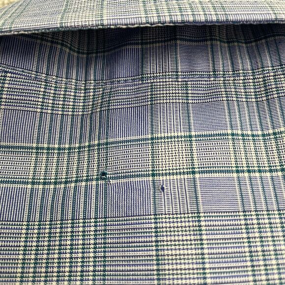 Jos. A. Bank Traveller Tailored Fit Dress Shirt Men Large Blue Plaid Cotton Work - Picture 5 of 11